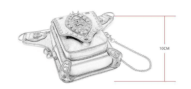 Women's Hip Bag with Skull and Rivets / Retro Motorcycle Leg Bag - HARD'N'HEAVY