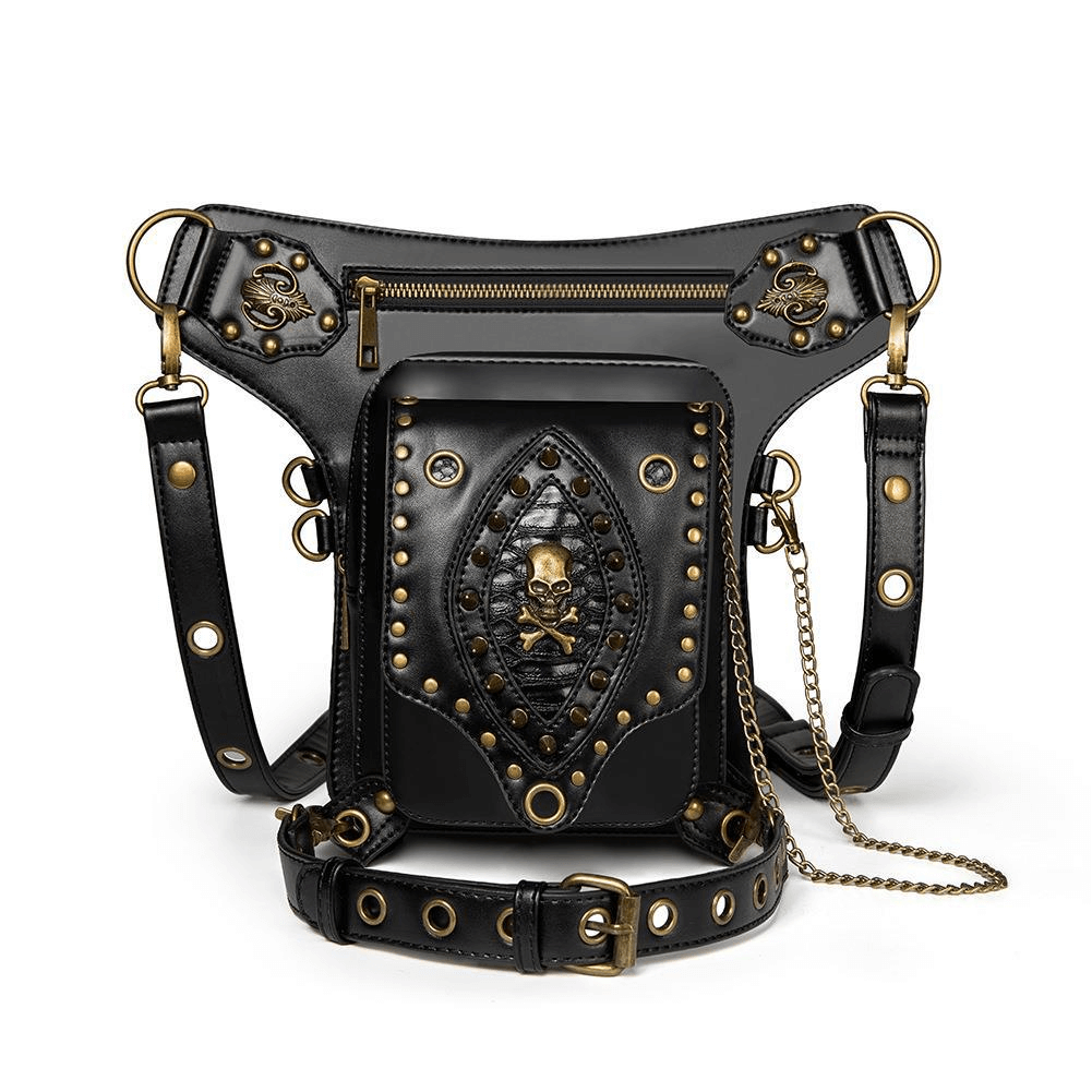 Women's Hip Bag with Skull and Rivets / Retro Motorcycle Leg Bag - HARD'N'HEAVY