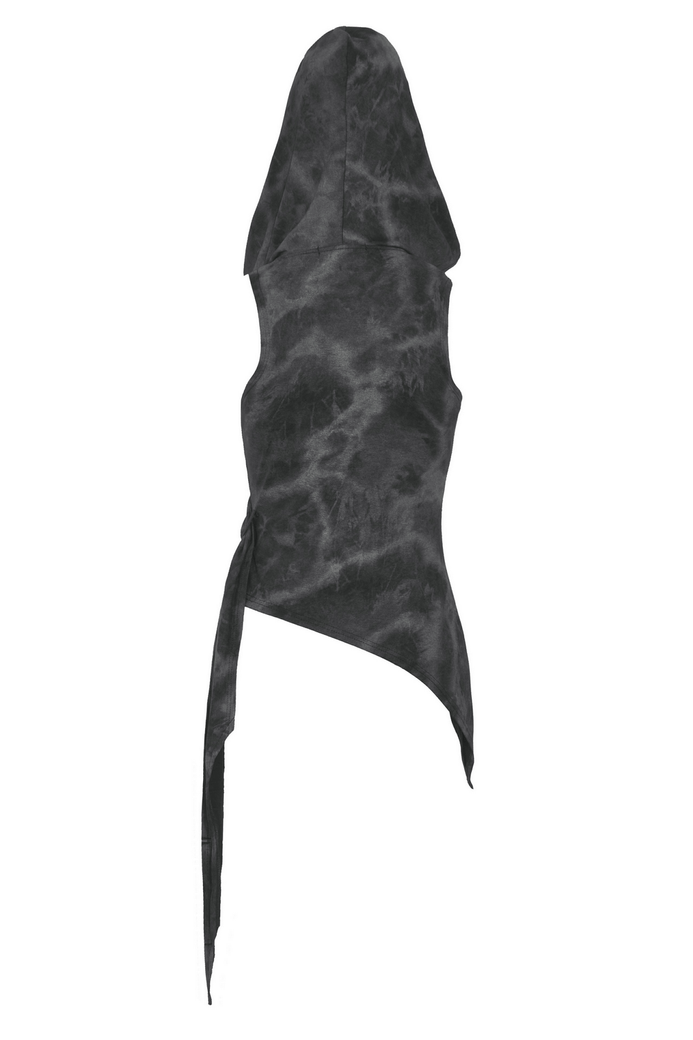 Women's sleeveless Gothic Punk hooded top with dramatic tie-up design and edgy look.