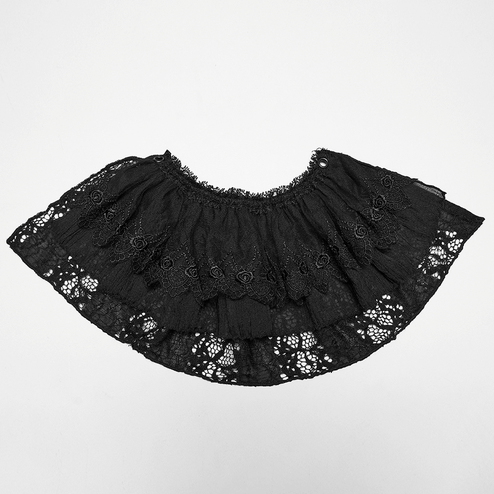 Women's Jacquard Gothic Corset Top with Tie Sleeves removable black lace sleeve accessory with ruffled trim and floral embroidery