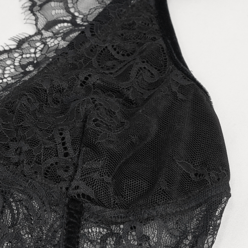 Women's Lace Halter Crop Top With Choker Neckline Detail