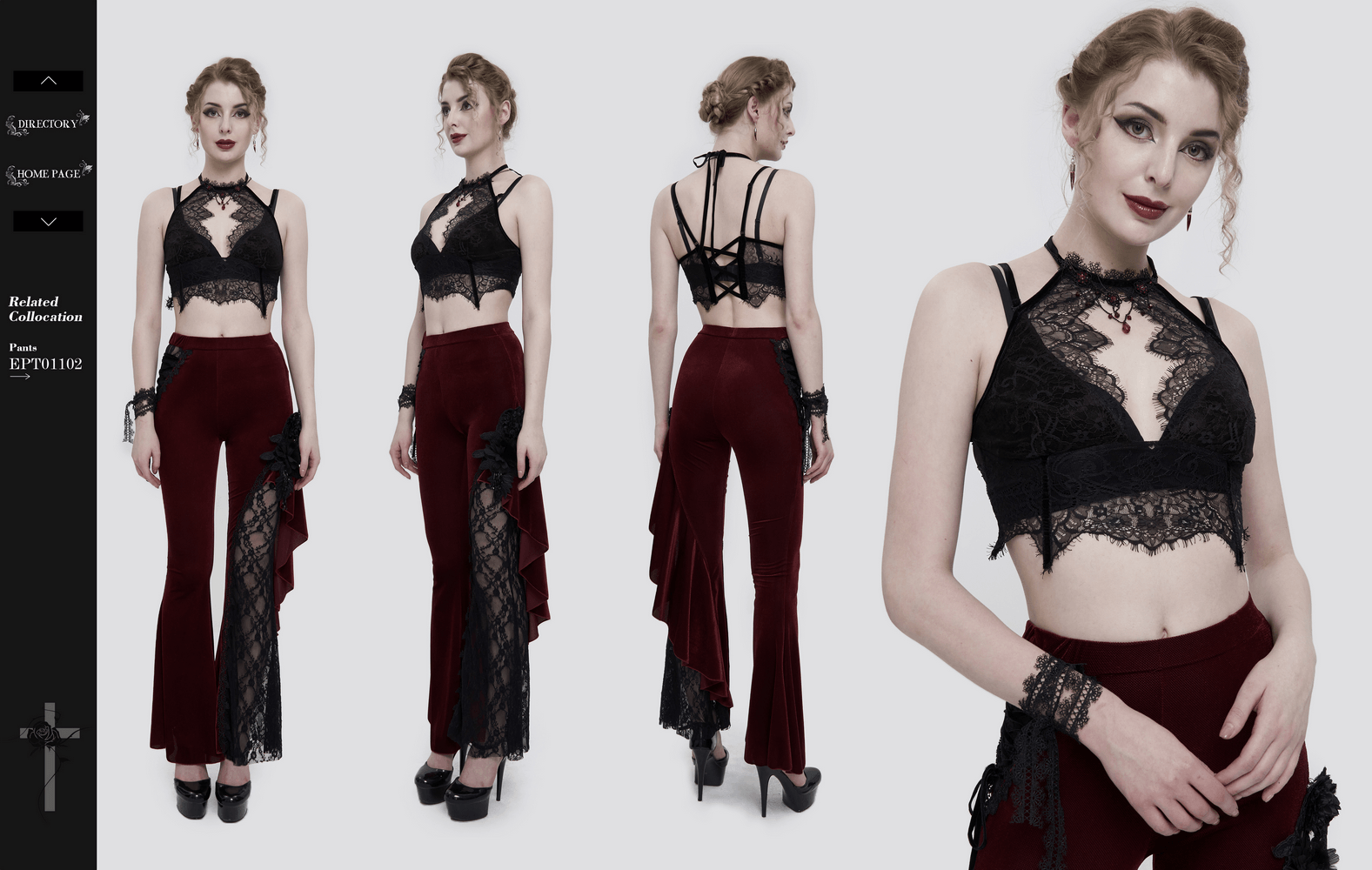 Women's Lace Halter Crop Top With Choker Neckline Detail
