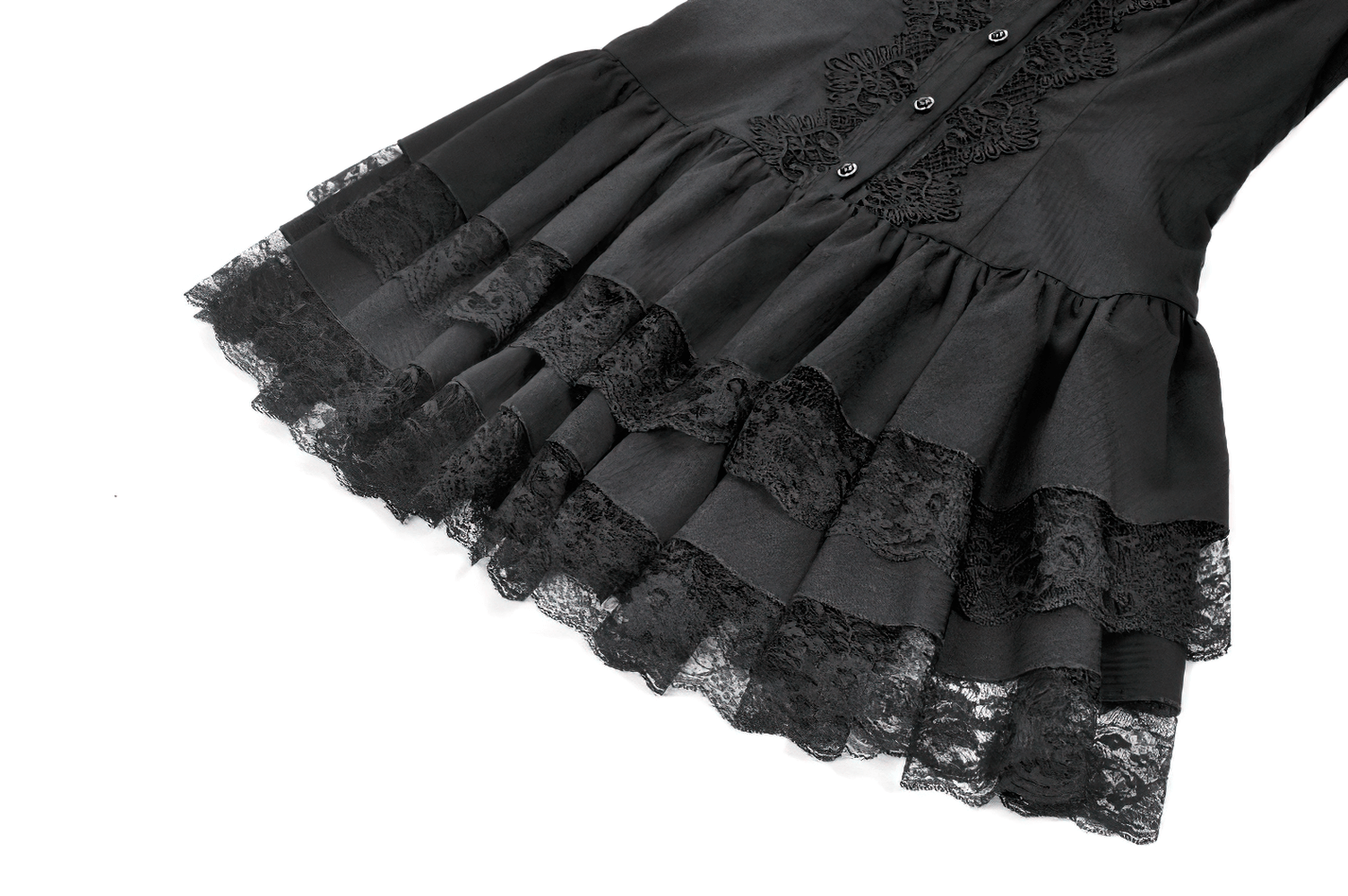 Women's Lace Mini Dress with Long Sleeves and Ruffles featuring ruffled layers and intricate lace trim