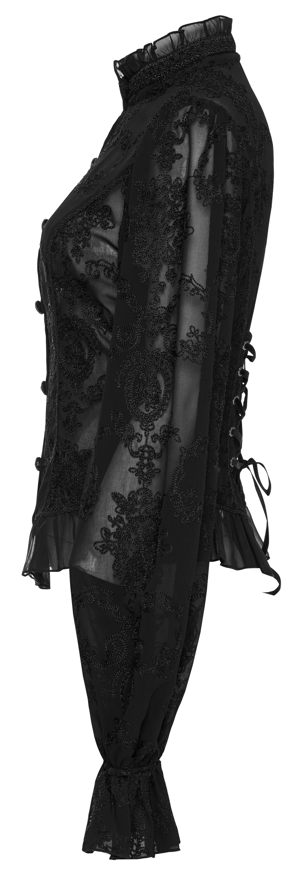 Women's Lace Ruffle Gothic Blouse for Evening Wear - HARD'N'HEAVY