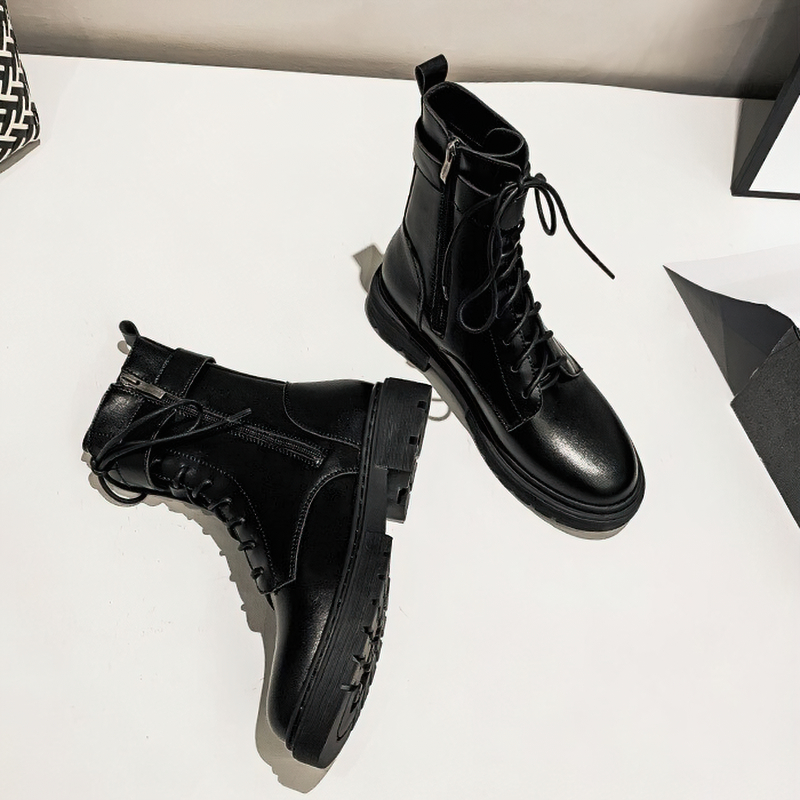 Women's Lace up Ankle Motorcycle Boots / Platform Gothic Shoes With Buckle - HARD'N'HEAVY
