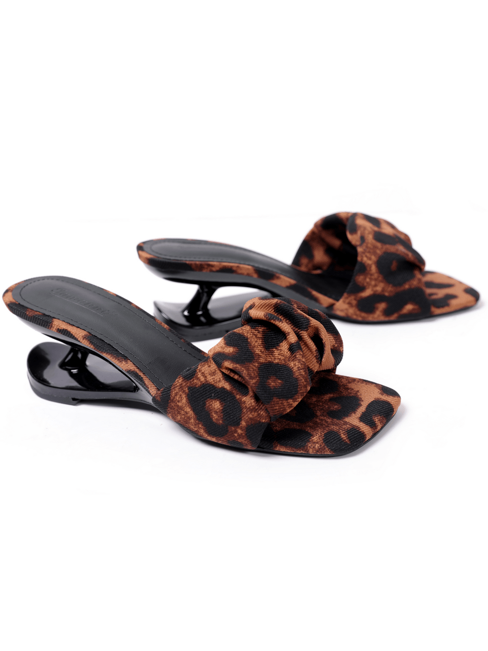 Women's Leopard Print Bow Sculptural Heel Slide Sandals