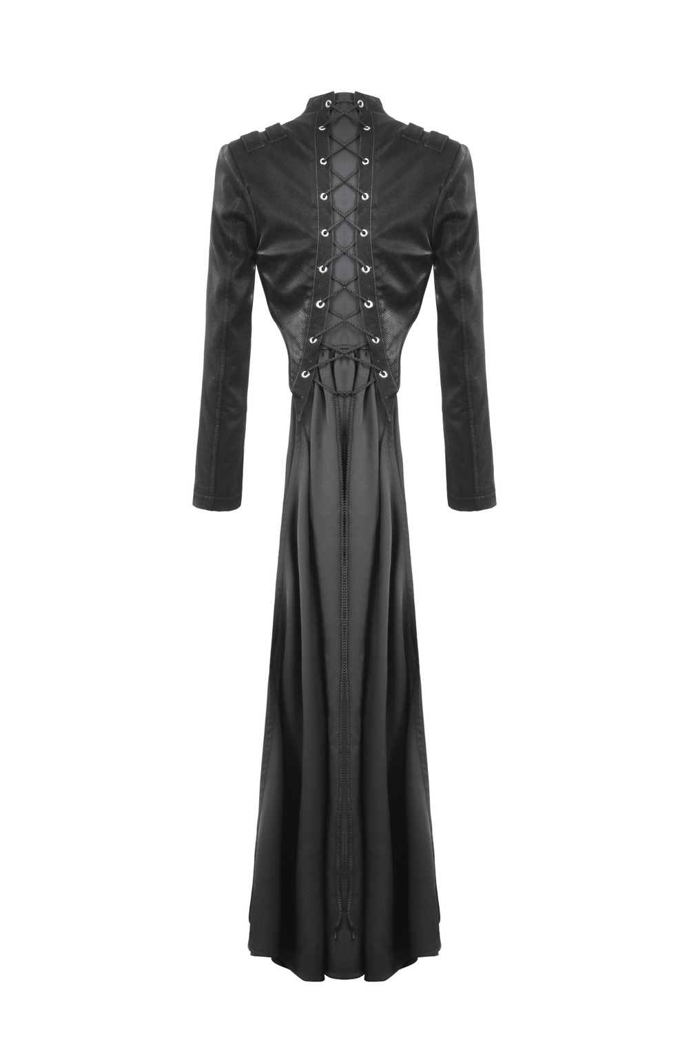 Women's Long Black Gothic-Inspired Cape with Laces Back