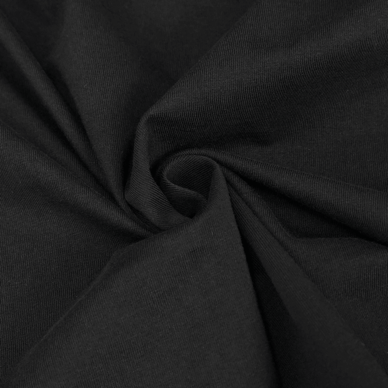 Close-up of soft black mesh fabric for women's gothic style long sleeves top.