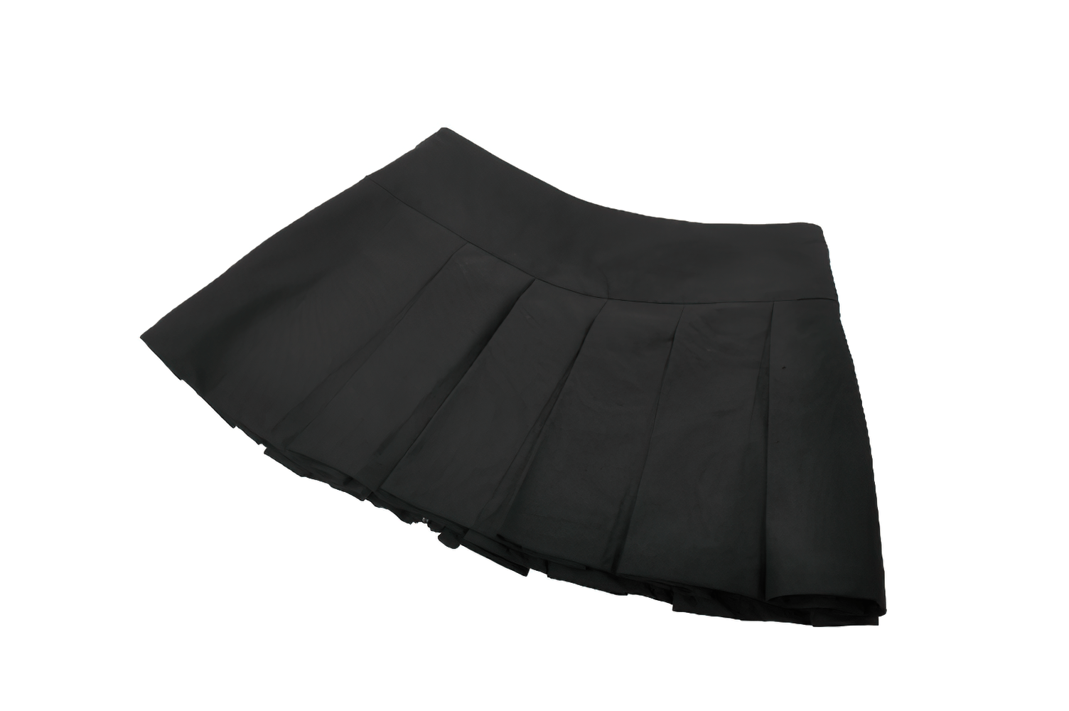 Women's Pleated Skirt with Zip Details and Studded Straps - Black Gothic Skirt with Zippers and Cross Details.