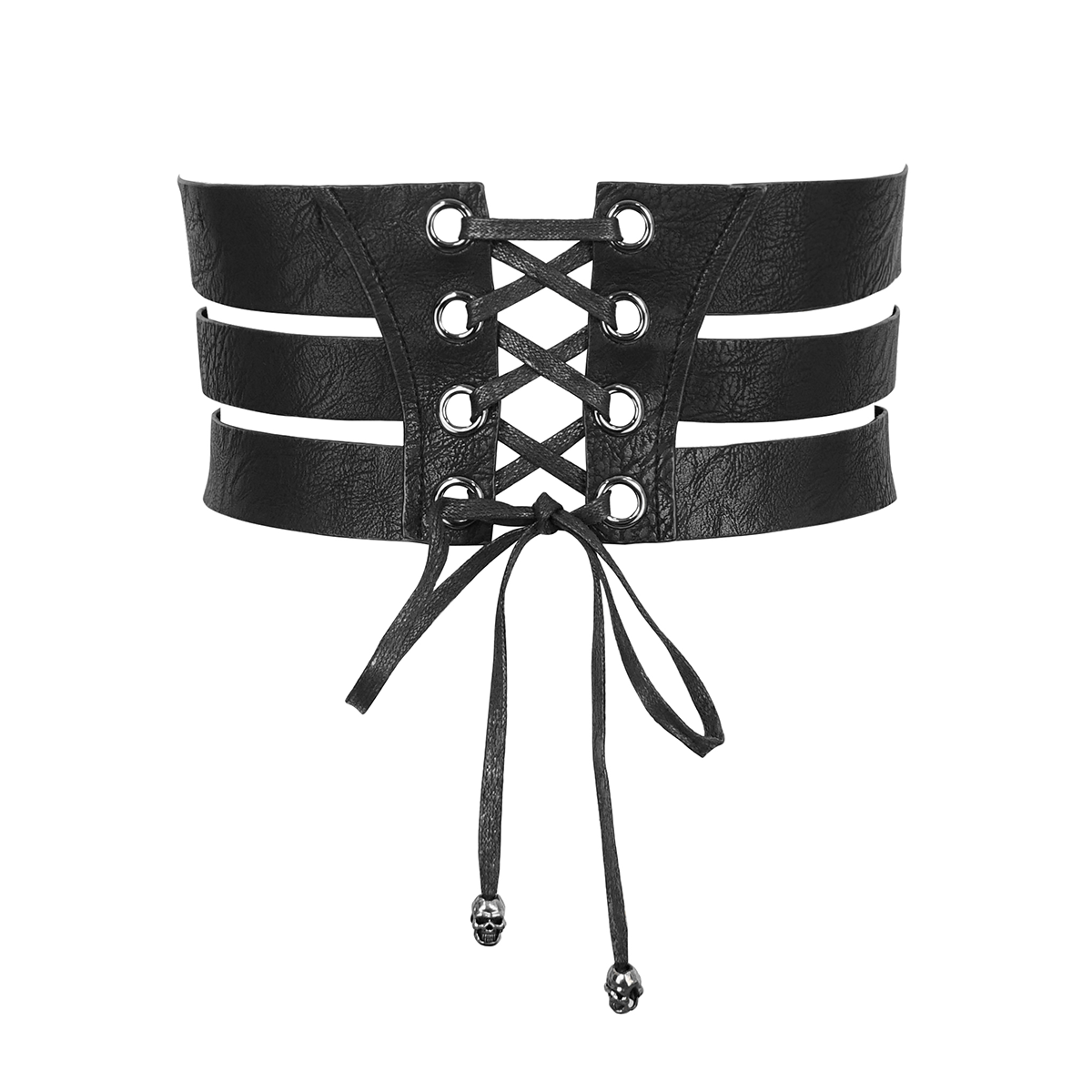 Women's PU Leather Belt Gothic style / Vintage Belts With Zipper on Front and Rivets - HARD'N'HEAVY