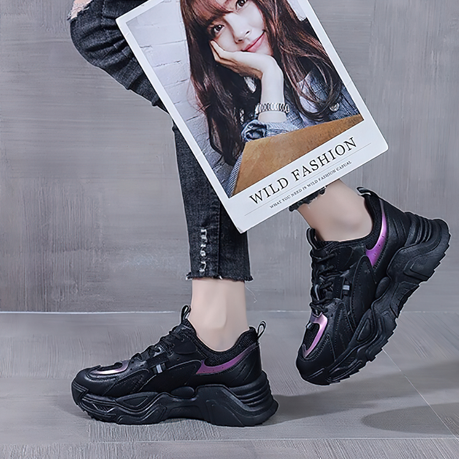 Women's PU Leather Cross Tied Sneakers / Fashion Platform Flat Shoes - HARD'N'HEAVY