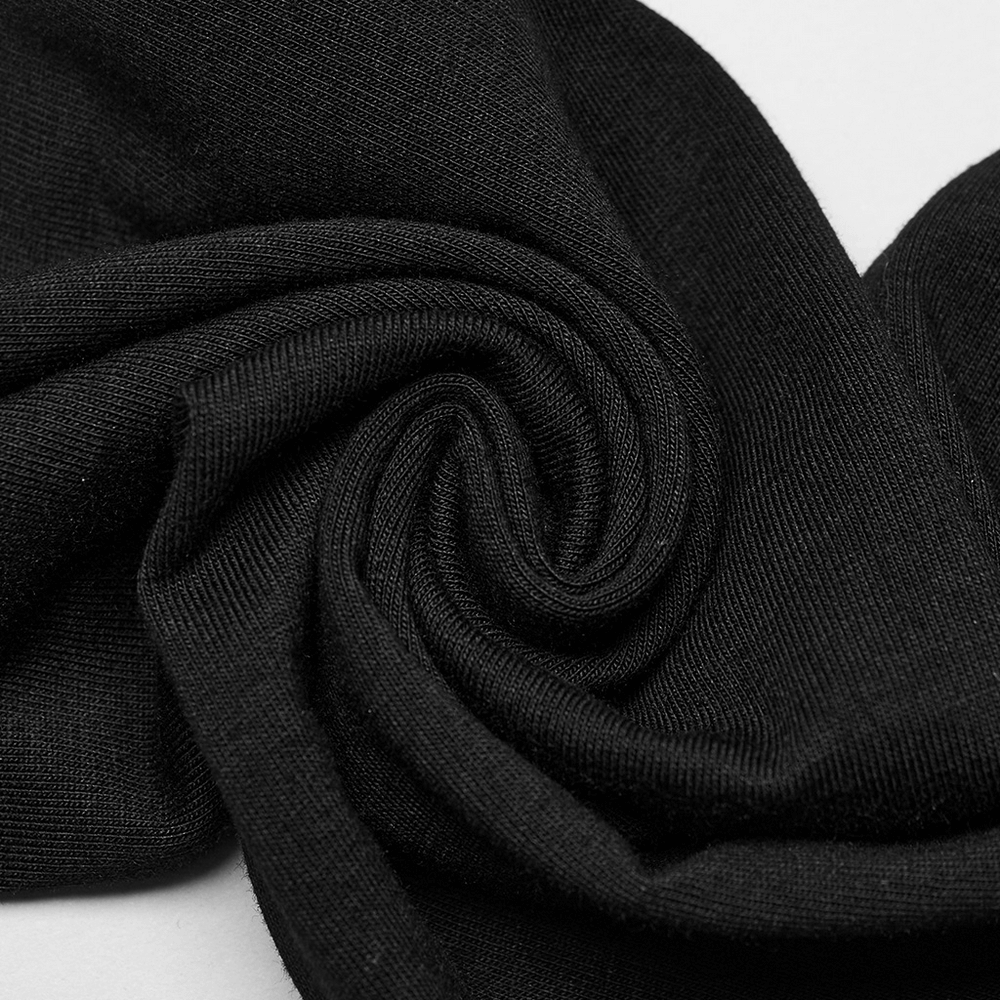 Close-up of soft black knitted fabric, showcasing the sleek texture for Women's Punk Leggings.