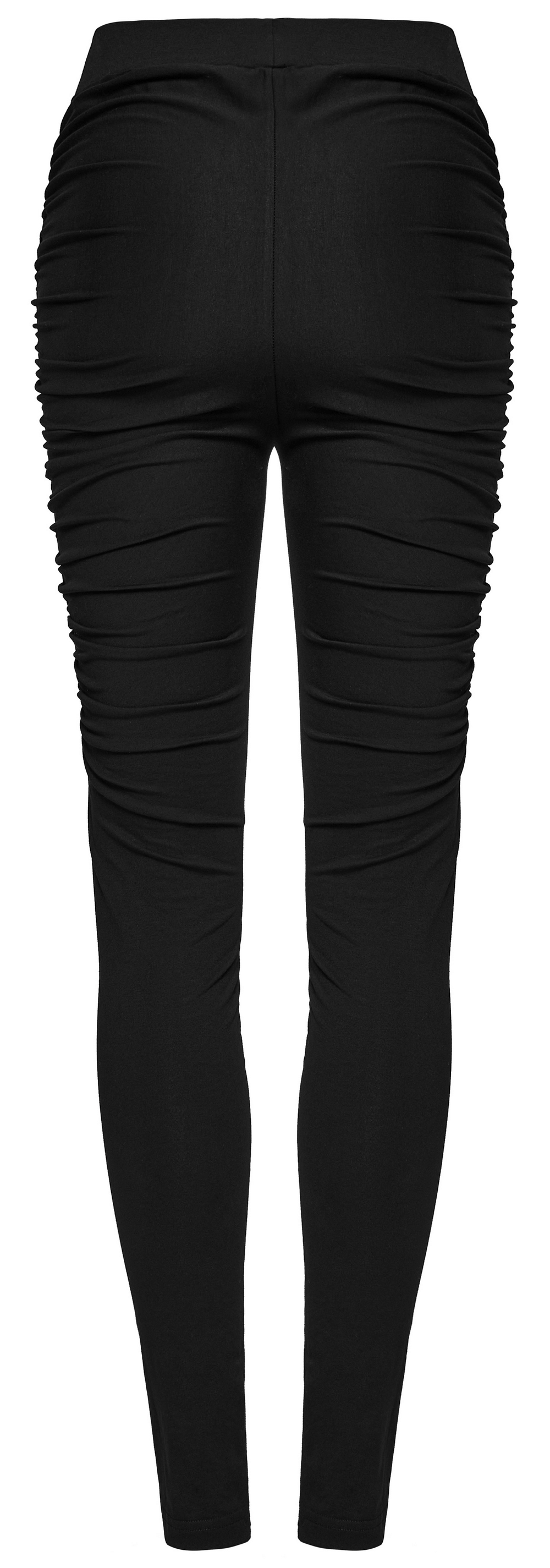 Women's Punk Black Leggings with Edgy Studded Pleats