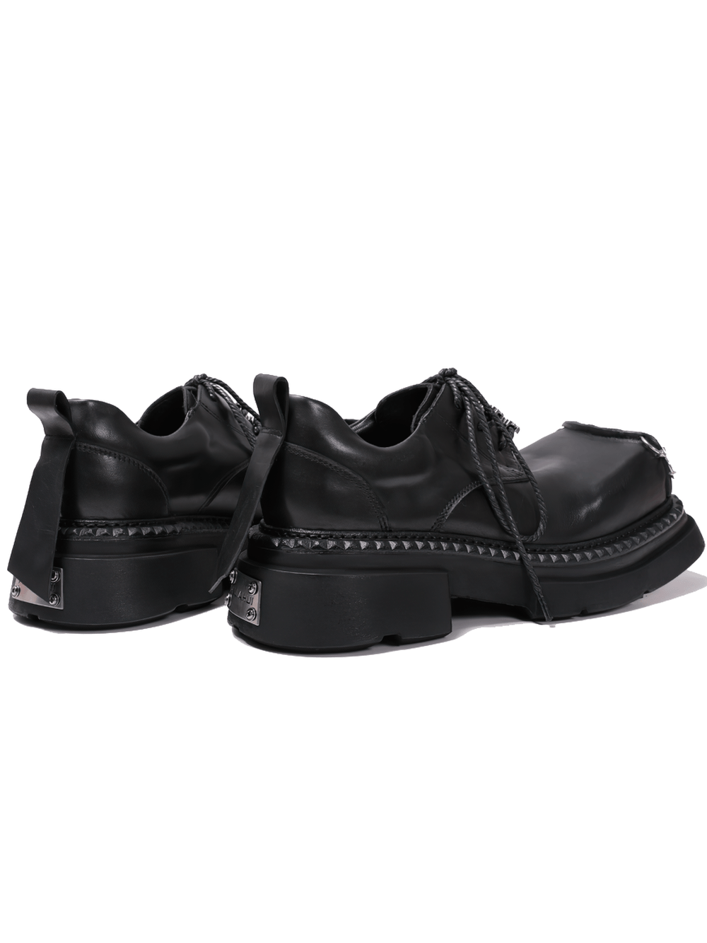 Women's Punk Derby Shoes with Metal Toe Hardware black platform goth lace-up shoes with industrial silver details