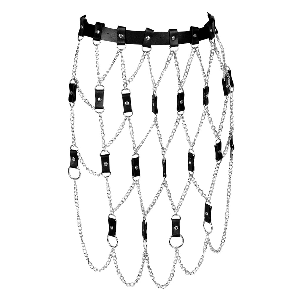 Women's Punk Metal Link Chains Harness Skirts / Goth Sexy Adjustable Garter Belt - HARD'N'HEAVY