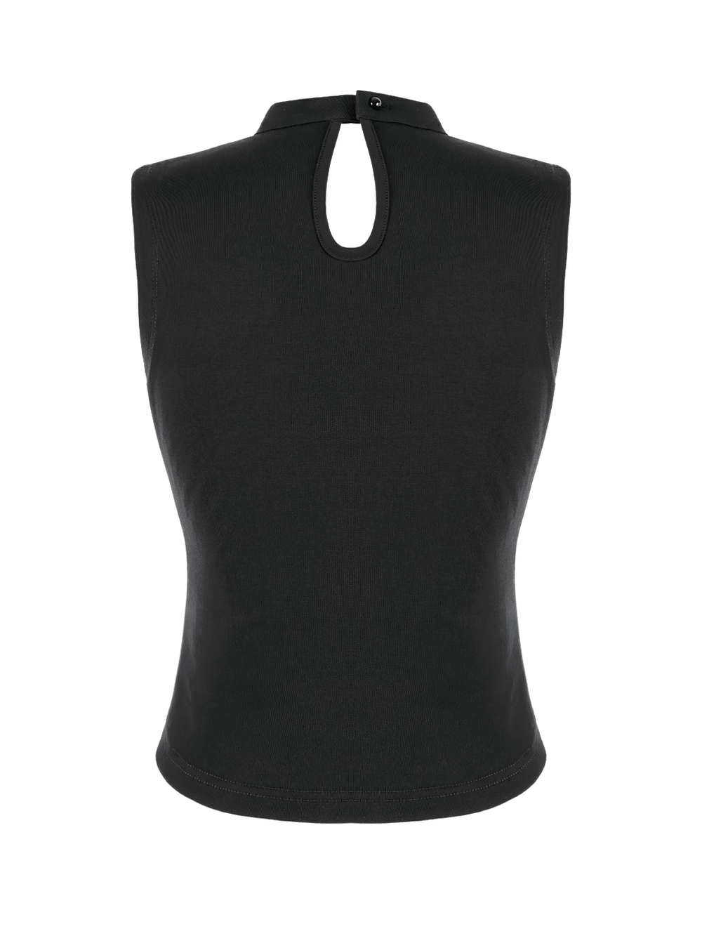 Women's Punk Rock Lace-Up Buckle Sleeveless Top black gothic mock neck tank top