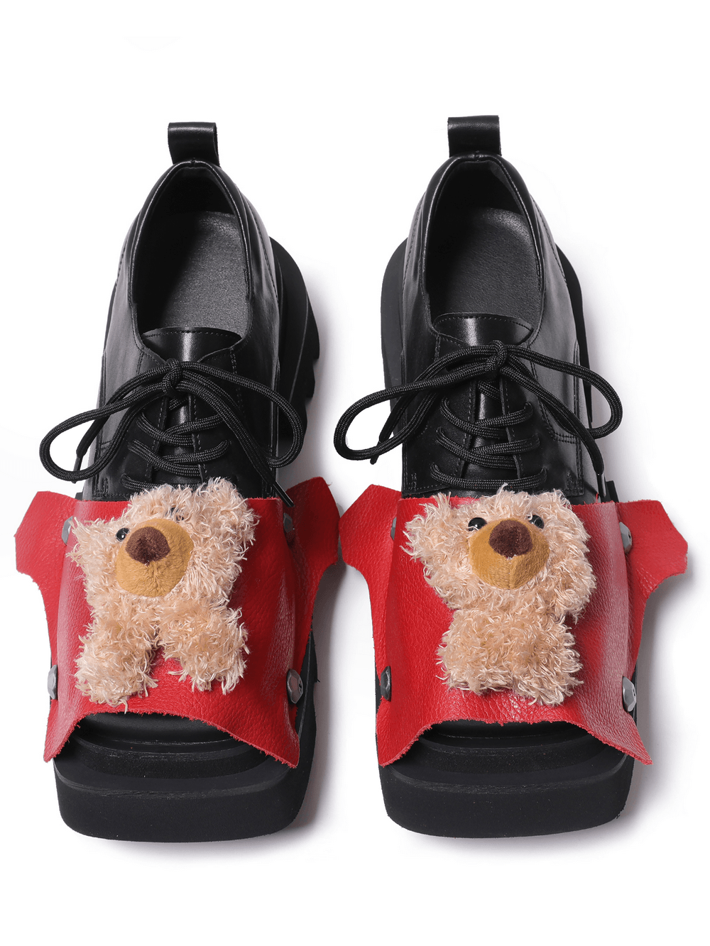 Women's Punk Teddy Bear Chunky Platform Lace-Up Shoes
