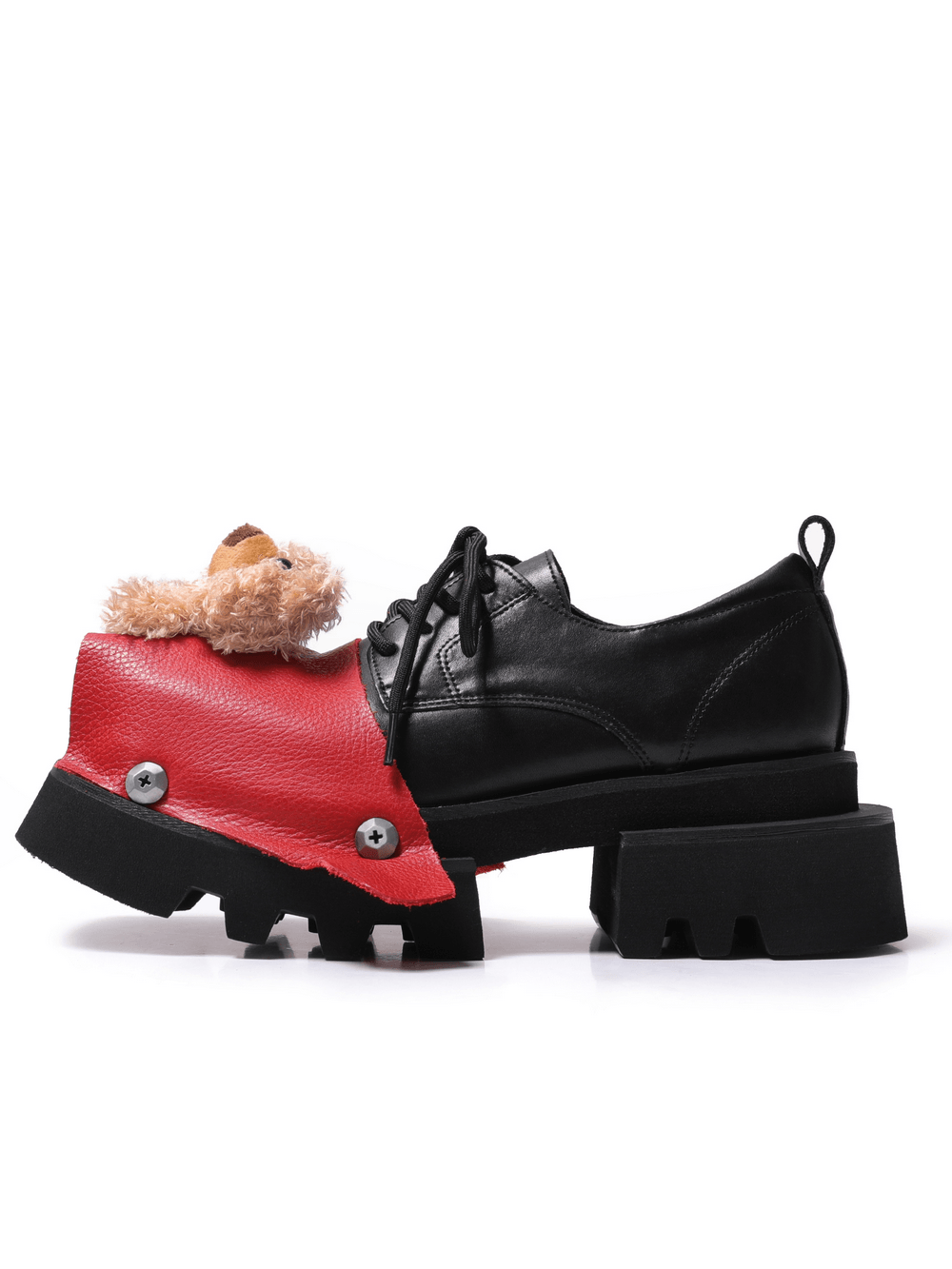 Women's Punk Teddy Bear Chunky Platform Lace-Up Shoes