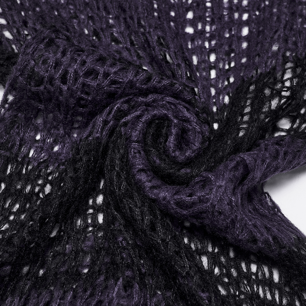 Women's Purple and Black Gothic Mesh Mohair Sweater