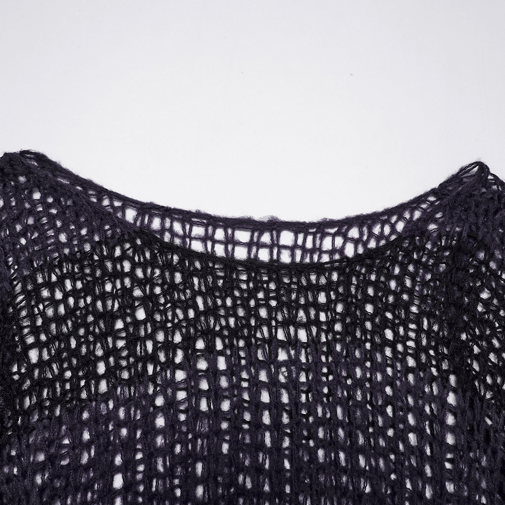 Women's Purple and Black Gothic Mesh Mohair Sweater