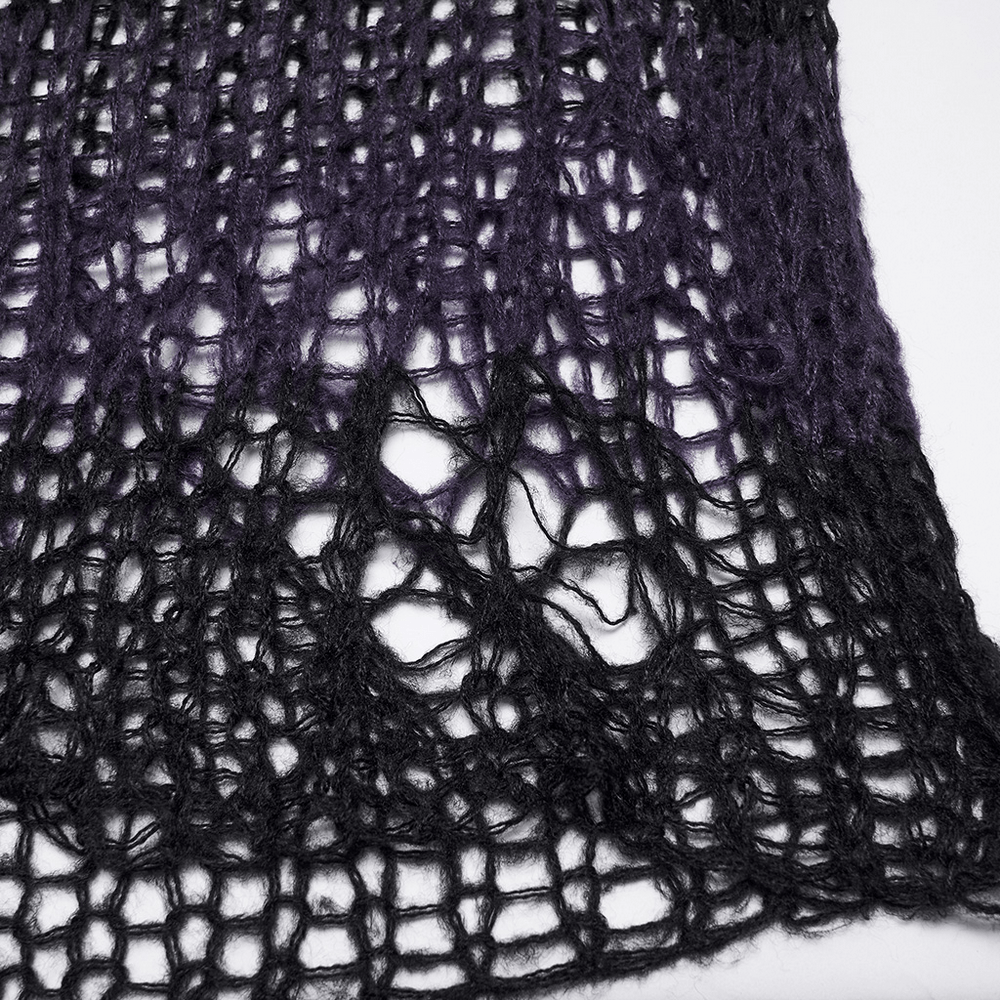 Women's Purple and Black Gothic Mesh Mohair Sweater