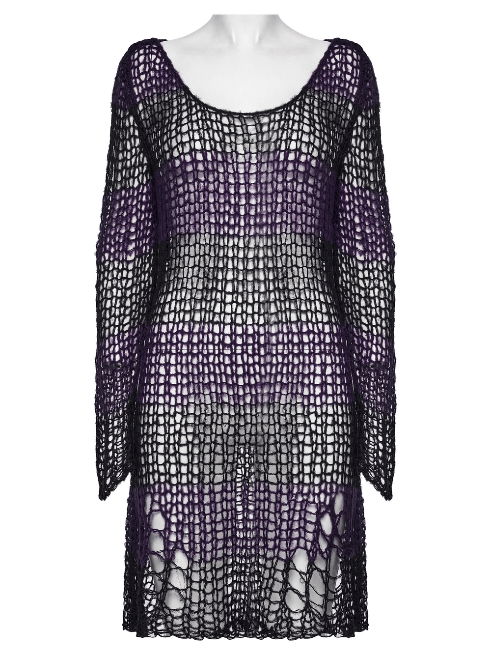Women's Purple and Black Gothic Mesh Mohair Sweater