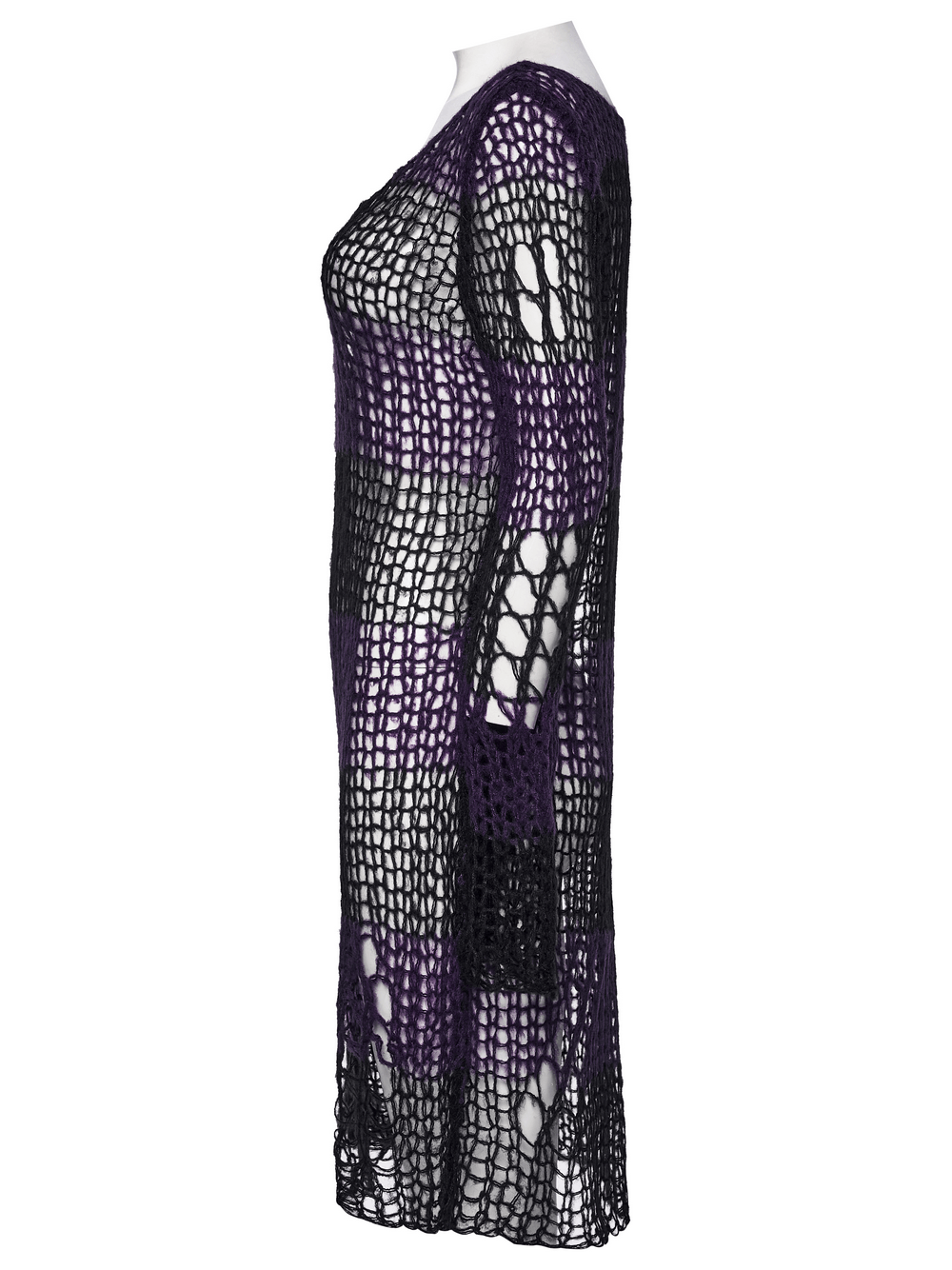 Women's Purple and Black Gothic Mesh Mohair Sweater