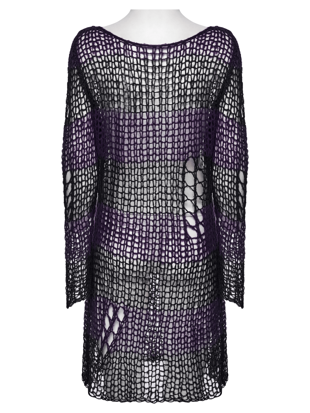 Women's Purple and Black Gothic Mesh Mohair Sweater