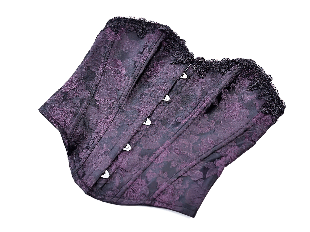 Women's Purple Gothic Jacquard Overbust Corset