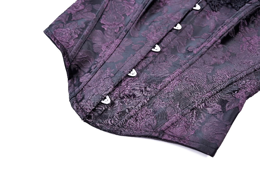 Women's Purple Gothic Jacquard Overbust Corset