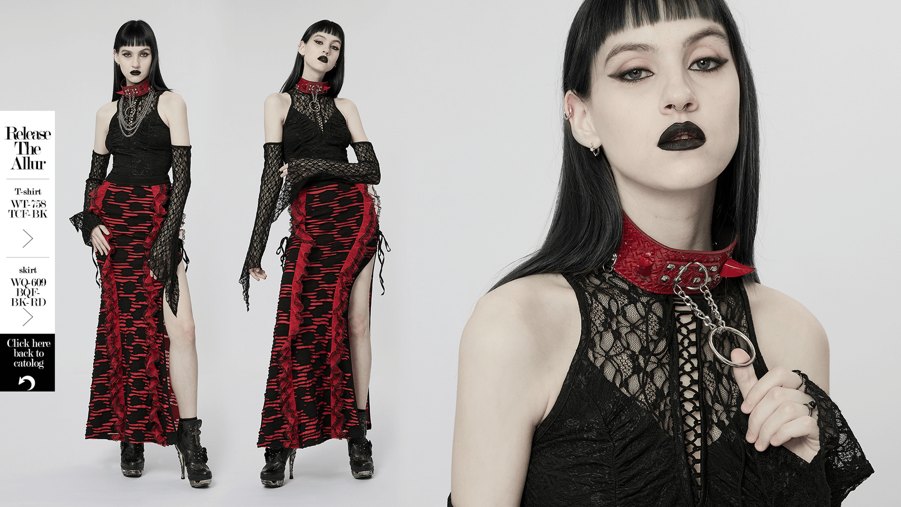 Model showcasing a bold Women's Python Grain Choker with punk-inspired style and edgy fashion pieces.