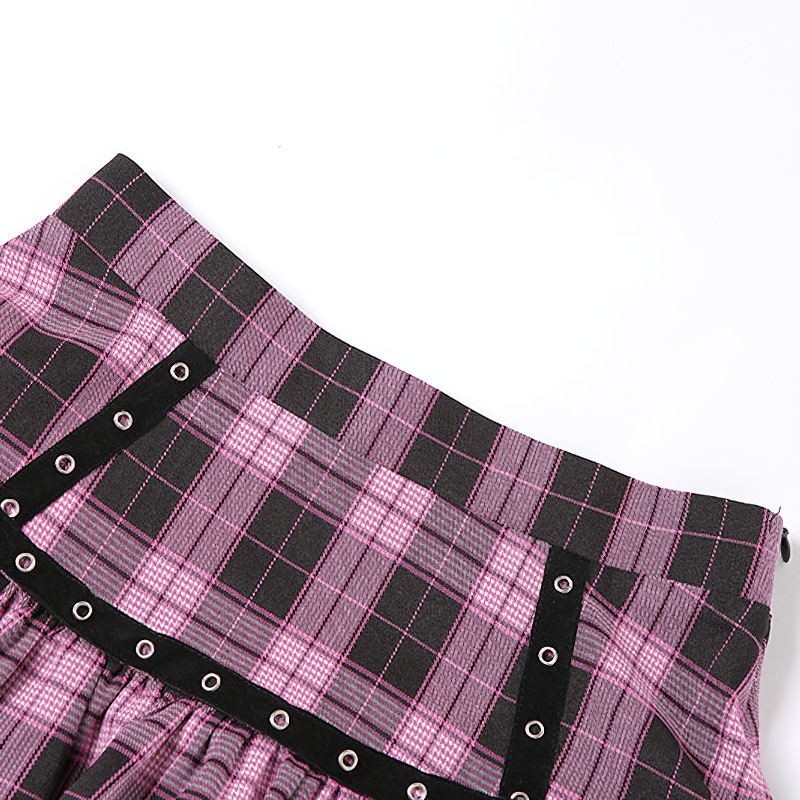 Women's Ruffles High Waist Plaid Mini A-line Skirt / Gothic Style Daily A-Line Skirt - HARD'N'HEAVY