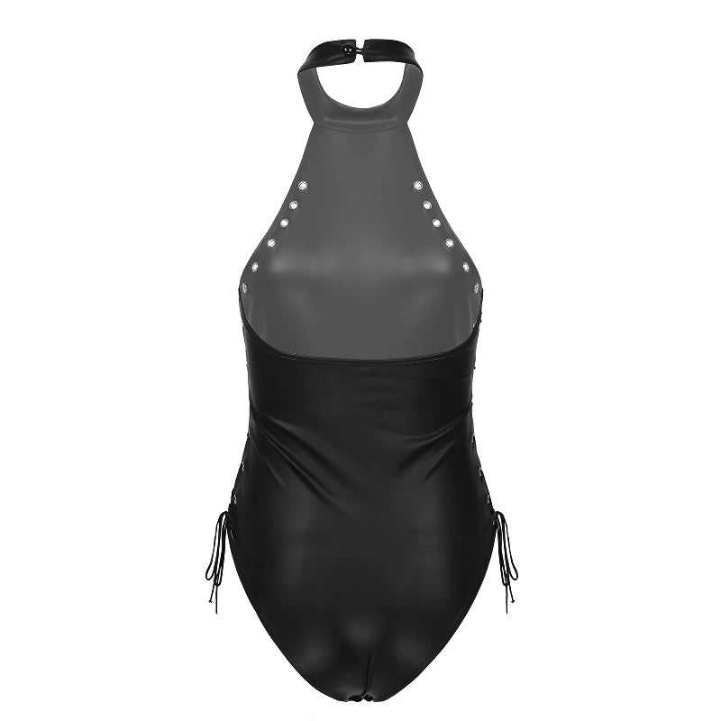 Women's Sexy Black Bodysuit / Erotic Lace-Up Jumpsuit in Gothic Style - HARD'N'HEAVY