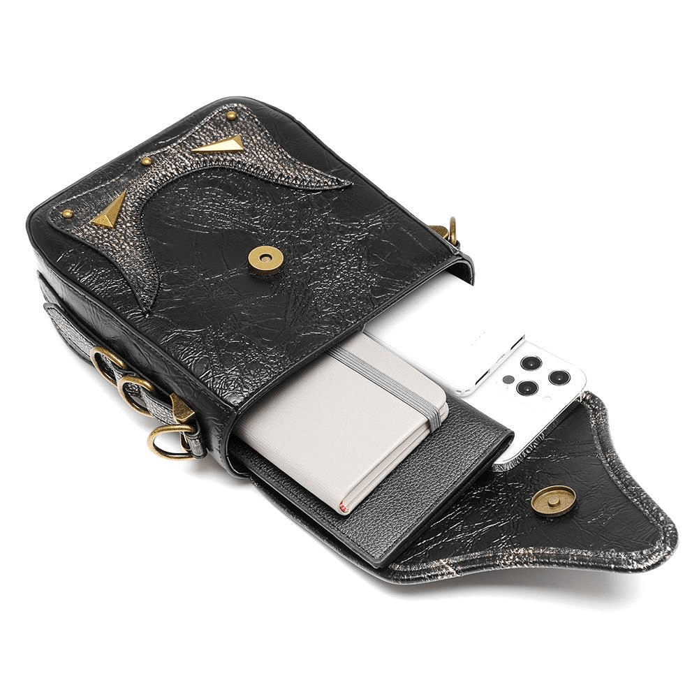 Women's Single Shoulde Crossbody Small Square Bag With Metal Decor - HARD'N'HEAVY