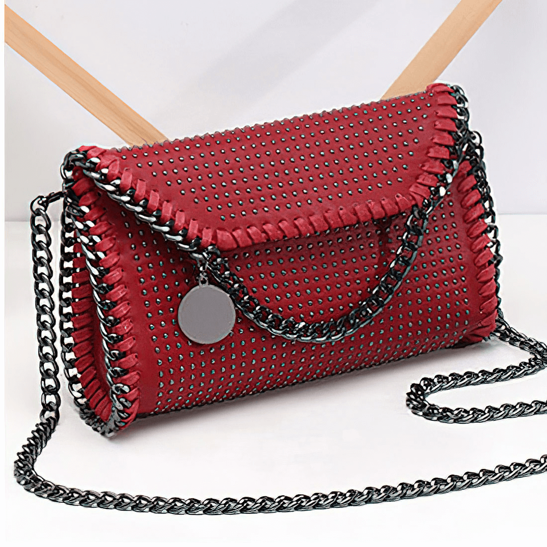 Women's Single Shoulder Clatch-Bag with Chain / Punk Rivets Handbag - HARD'N'HEAVY