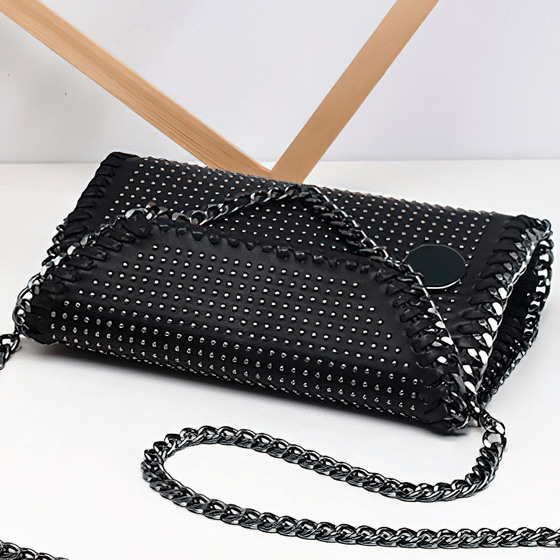 Women's Single Shoulder Clatch-Bag with Chain / Punk Rivets Handbag - HARD'N'HEAVY