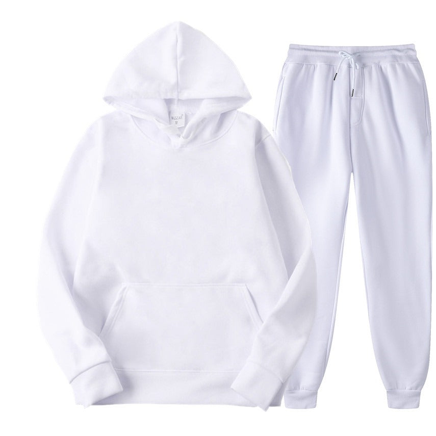 Women's Solid Color Hoodie + Sweatpants / Casual Female Tracksuit Two-Piece Set - HARD'N'HEAVY