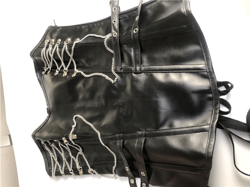 Women's Steampunk Lace-up Back Corsets With Chains Sides / Gothic Zipper Body Shapewear - HARD'N'HEAVY