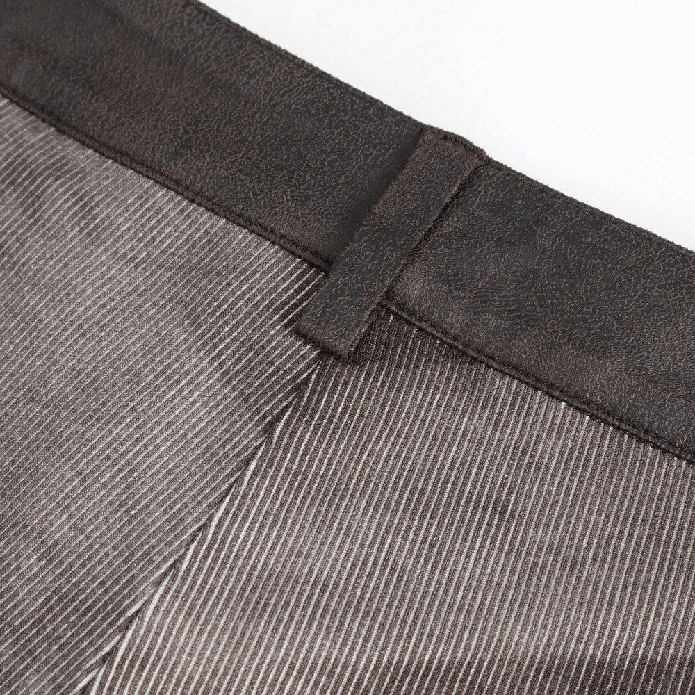 Close-up of the Victorian-inspired lace-up leggings' waistband and striped design.