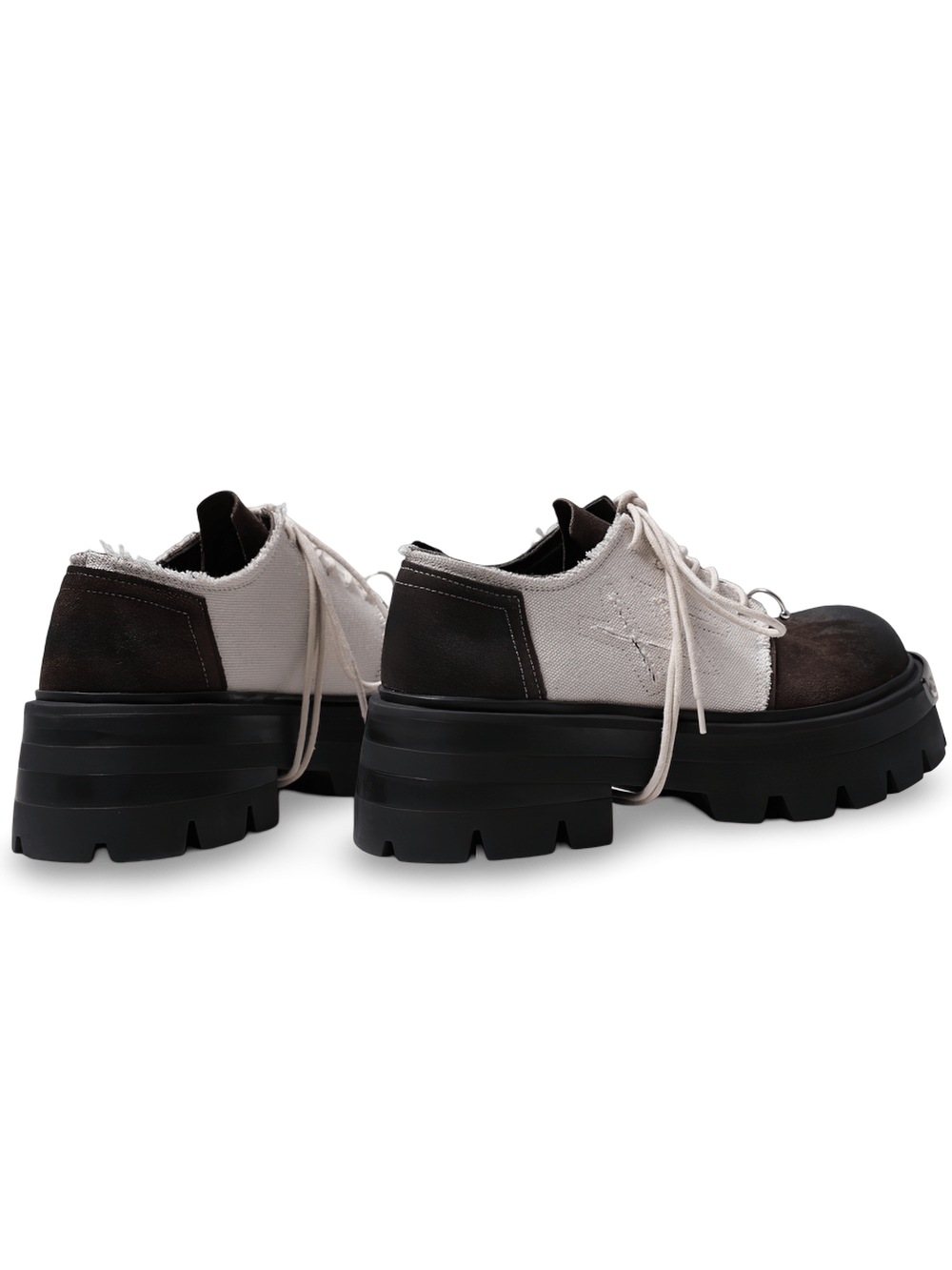 Women's Two-Tone Grunge Derby Shoes with Heavy Platforms, industrial punk lace-up shoes with chunky lug soles