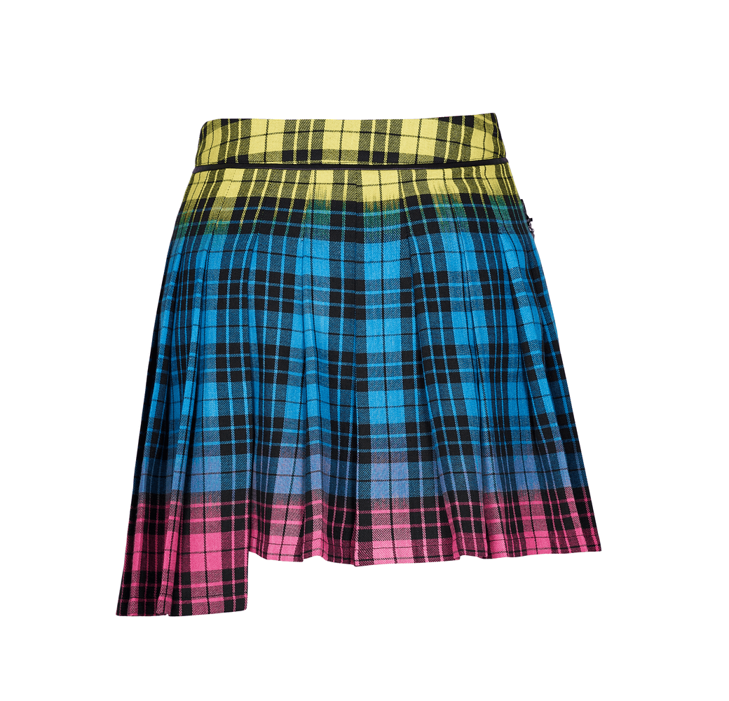 Women's Vibrant Punk Plaid Zipper Irregular Skirt - HARD'N'HEAVY