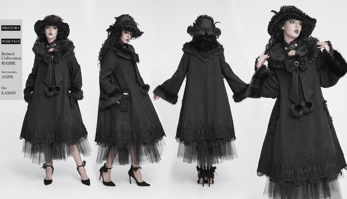Veste gothique vernie à capuche pour femme avec fausse fourrure