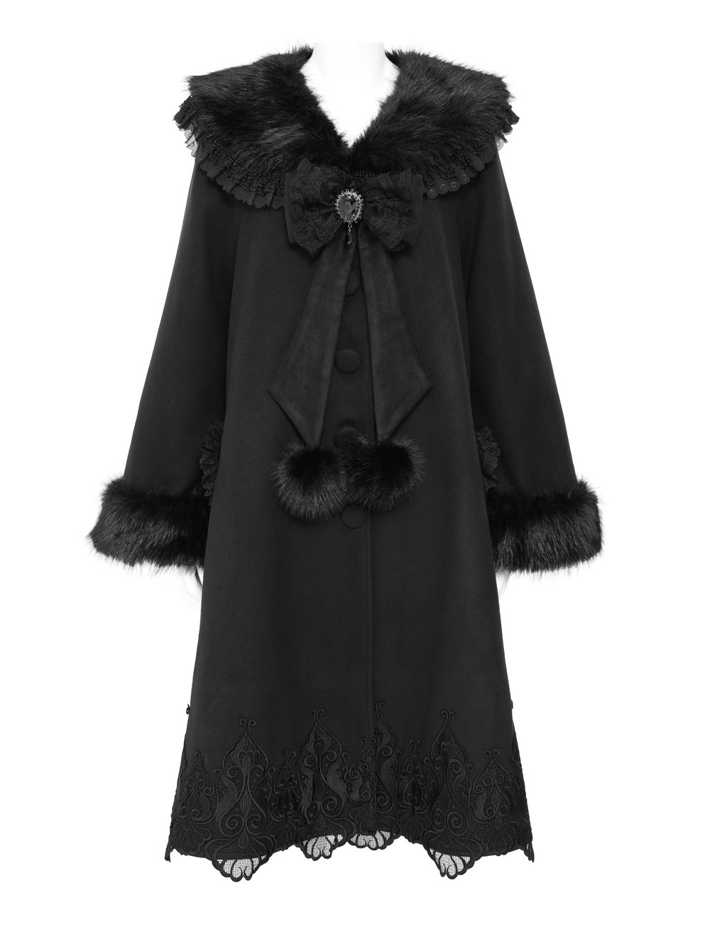 Veste gothique vernie à capuche pour femme avec fausse fourrure