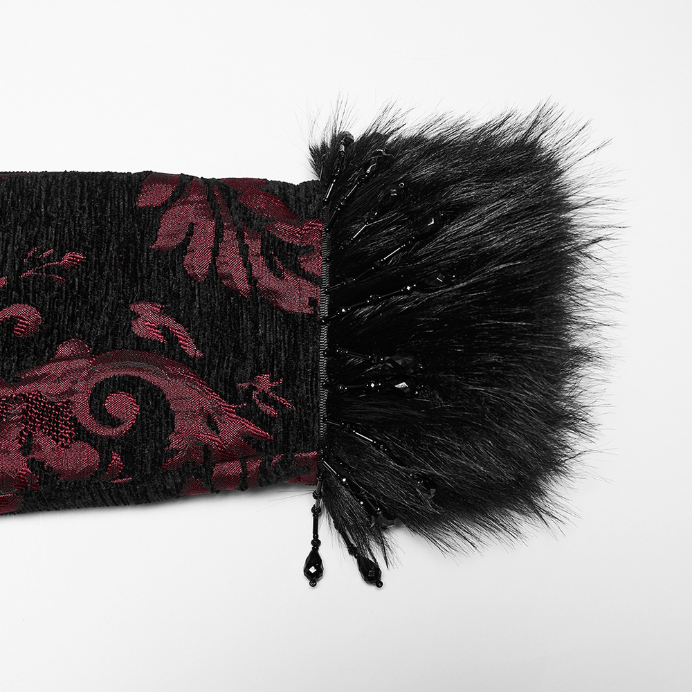 Women's Victorian Gothic Jacquard Coat with Faux Fur