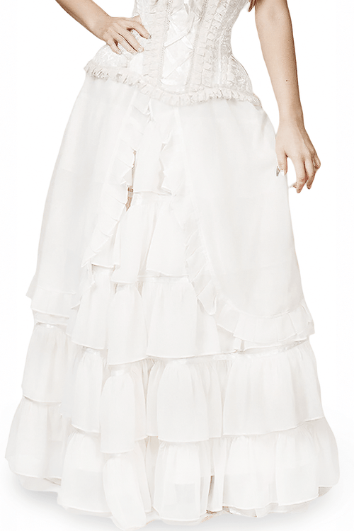 Women's Victorian Layered Maxi Skirt with Elasticated Waist