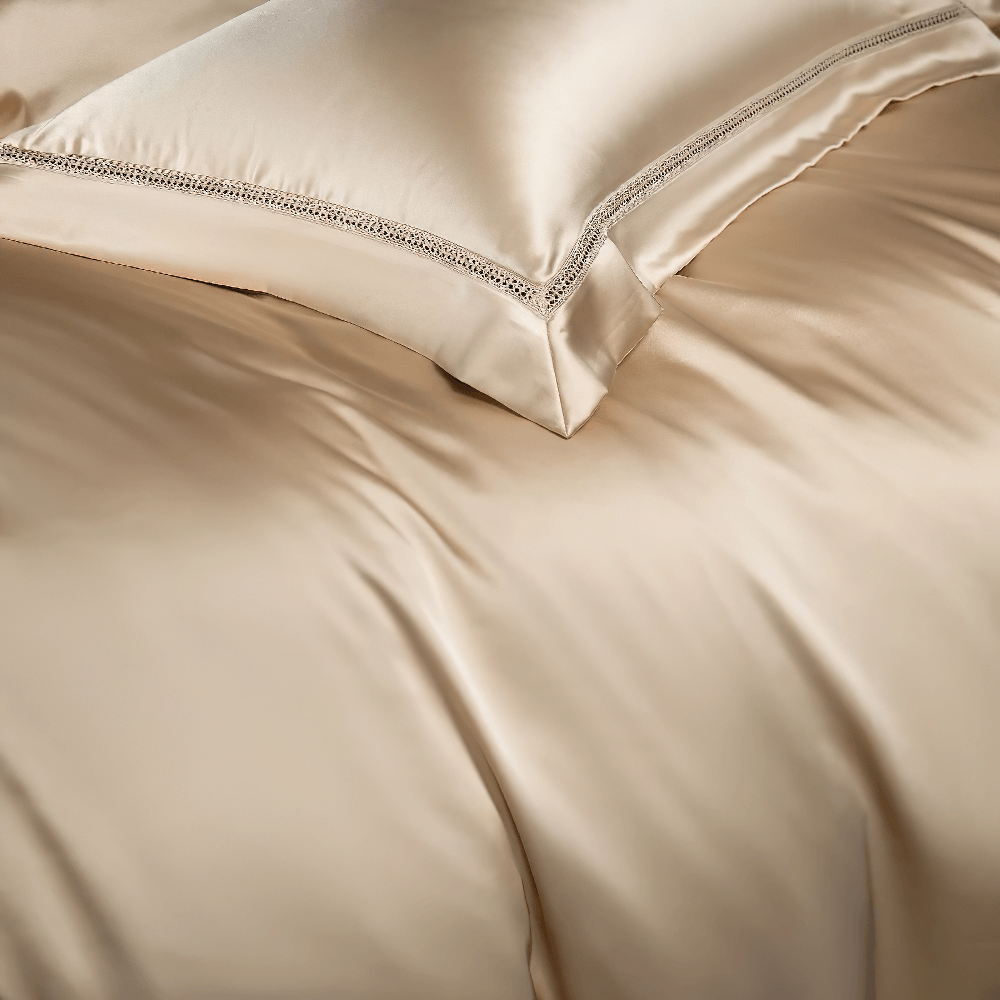 Knitterfreies Satin-Bettwäsche-Set mit Vorhang