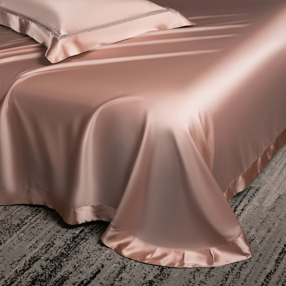 Knitterfreies Satin-Bettwäsche-Set mit Vorhang