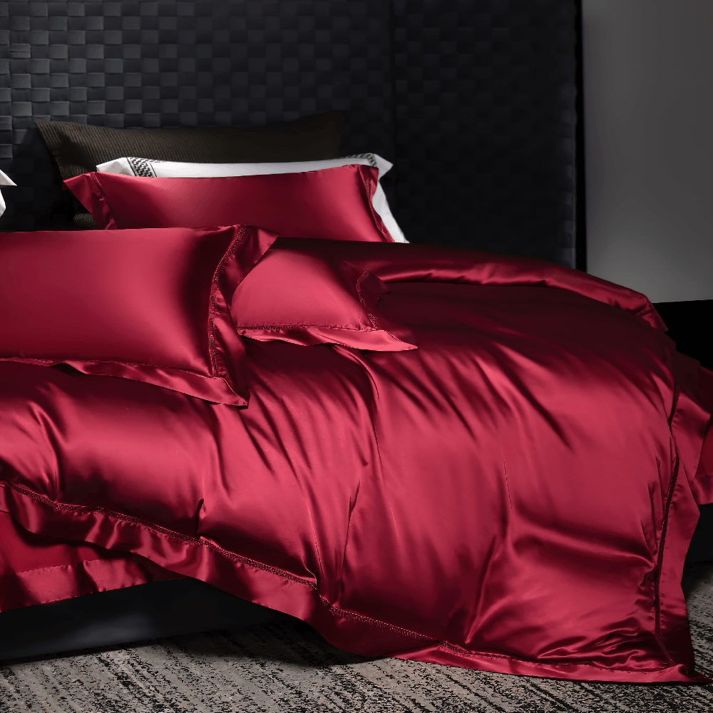 Knitterfreies Satin-Bettwäsche-Set mit Vorhang