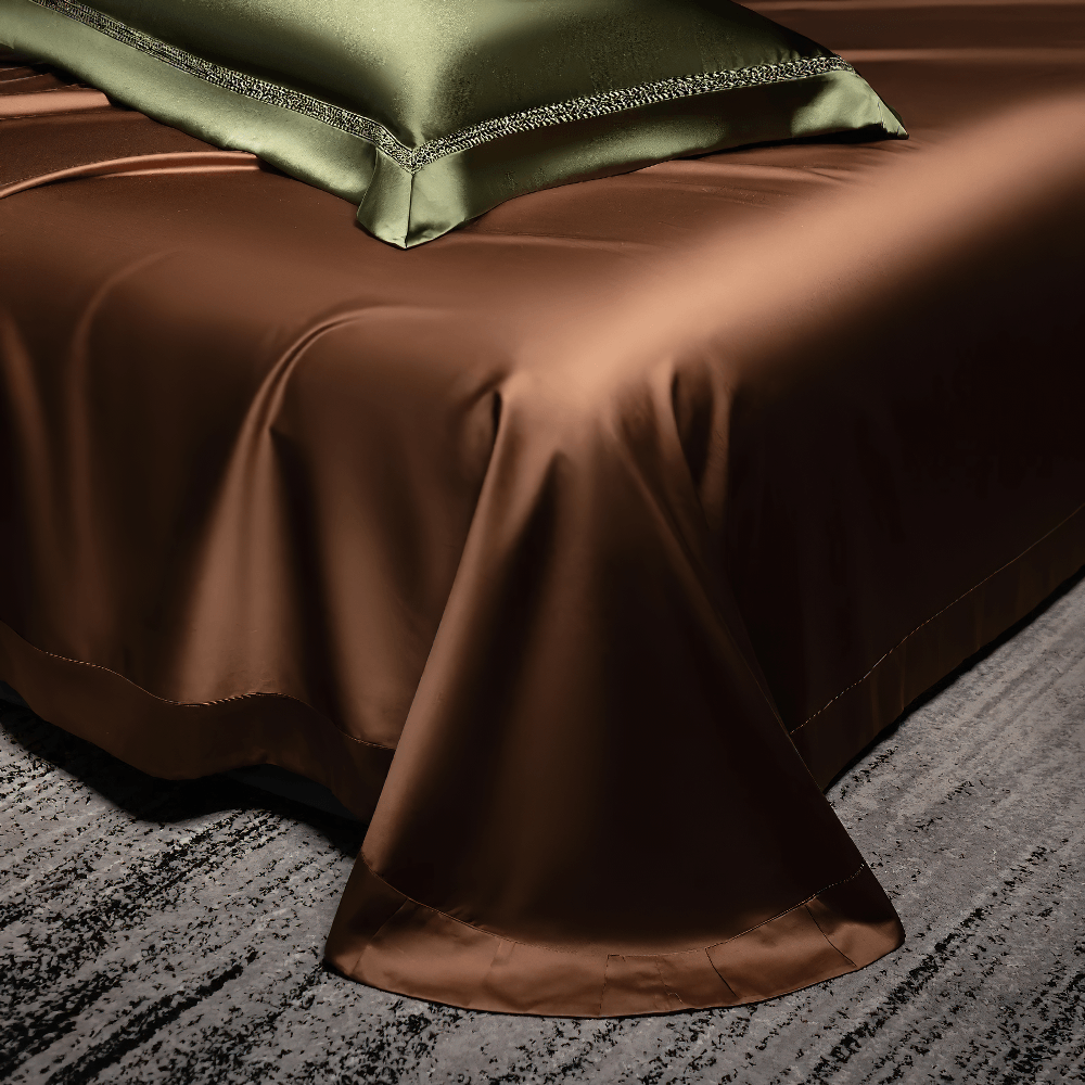 Knitterfreies Satin-Bettwäsche-Set mit Vorhang