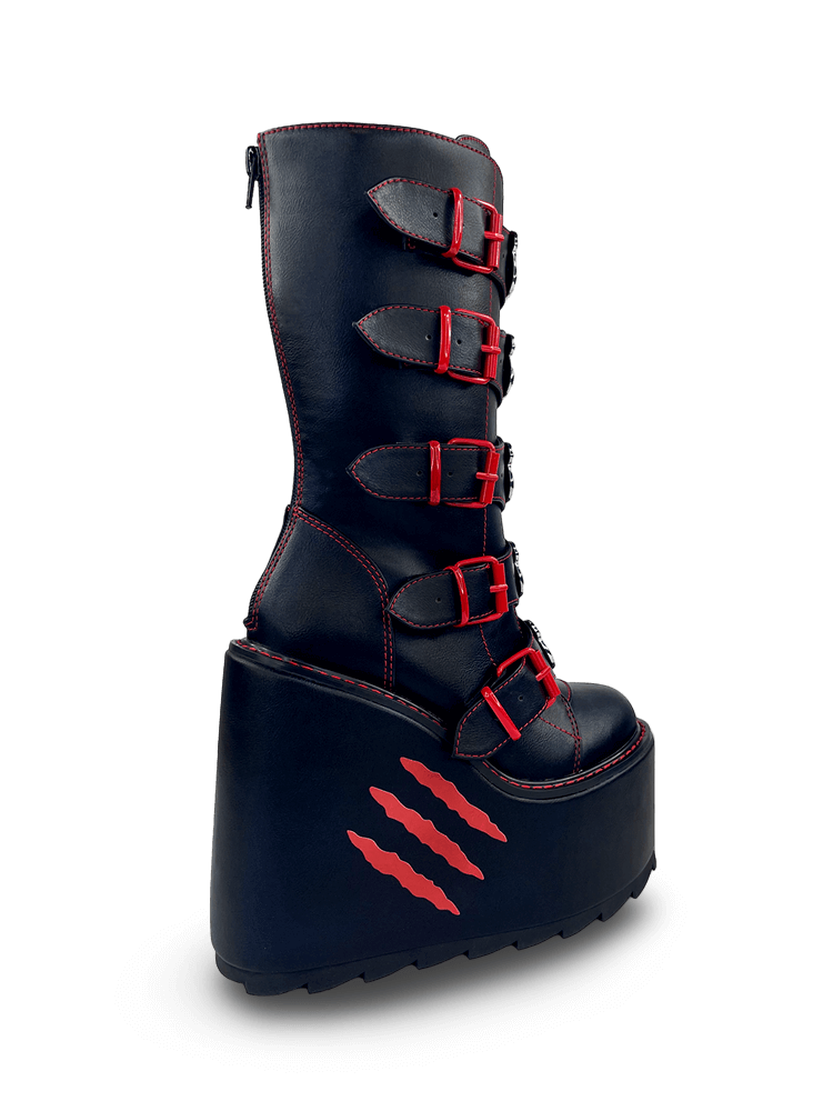 YRU Bold Vegan Leather Platform Boots avec marques de griffes d’ours